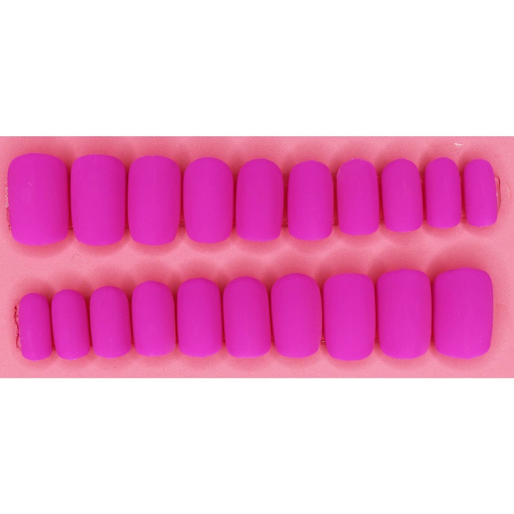 Magenta Love Medium Round Matte Press On Nails Long